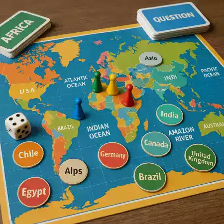 Students learning geography through games